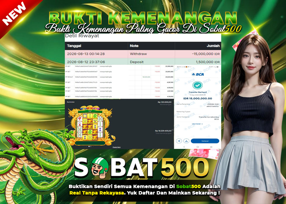 BUKTI JACKPOT SLOT MAHJONG WINS  TRIPLE POT TERPERCAYA DI INDONESIA TGL 13-08-2026