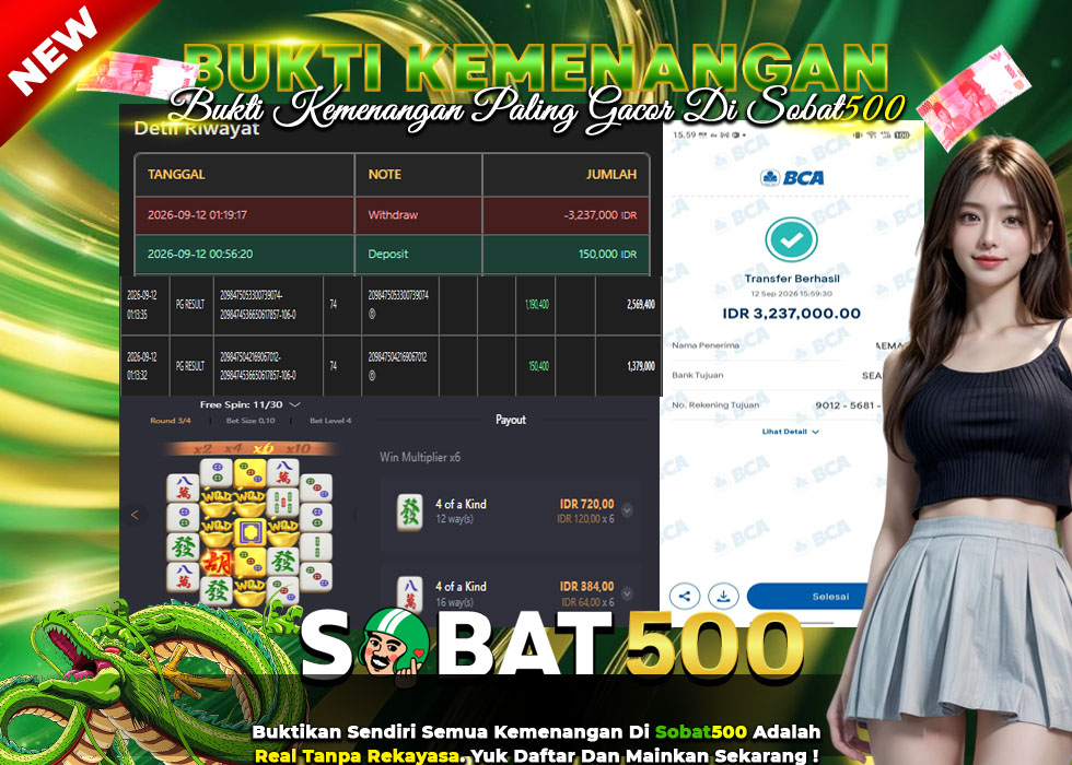 BUKTI JACKPOT SLOT MAHJONG WASY 2 DI INDONESIA TGL 12-09-2026