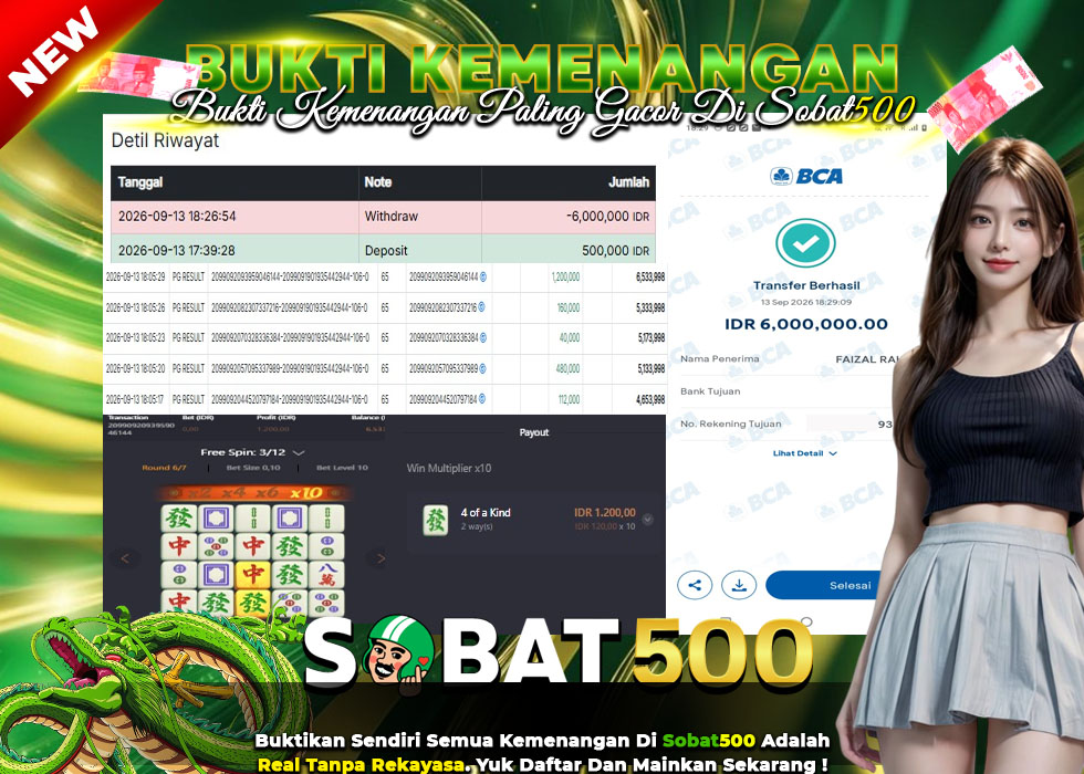BUKTI JACKPOT SLOT MAHJONG WASY DI INDONESIA TGL 13-09-2026
