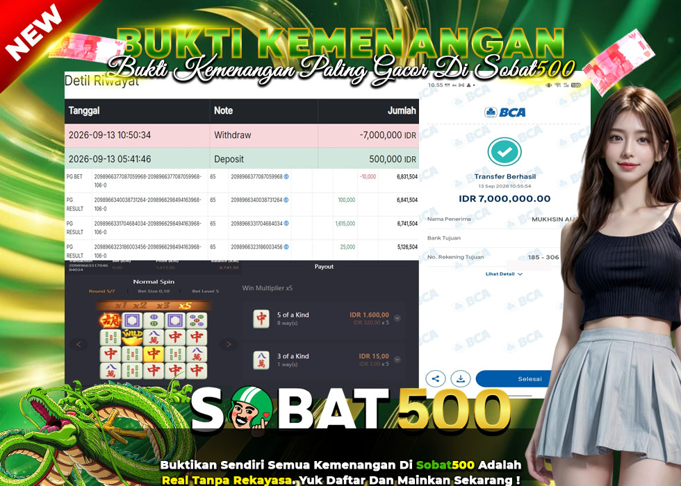 BUKTI JACKPOT SLOT MAHJONG WASY DI INDONESIA TGL 13-09-2026